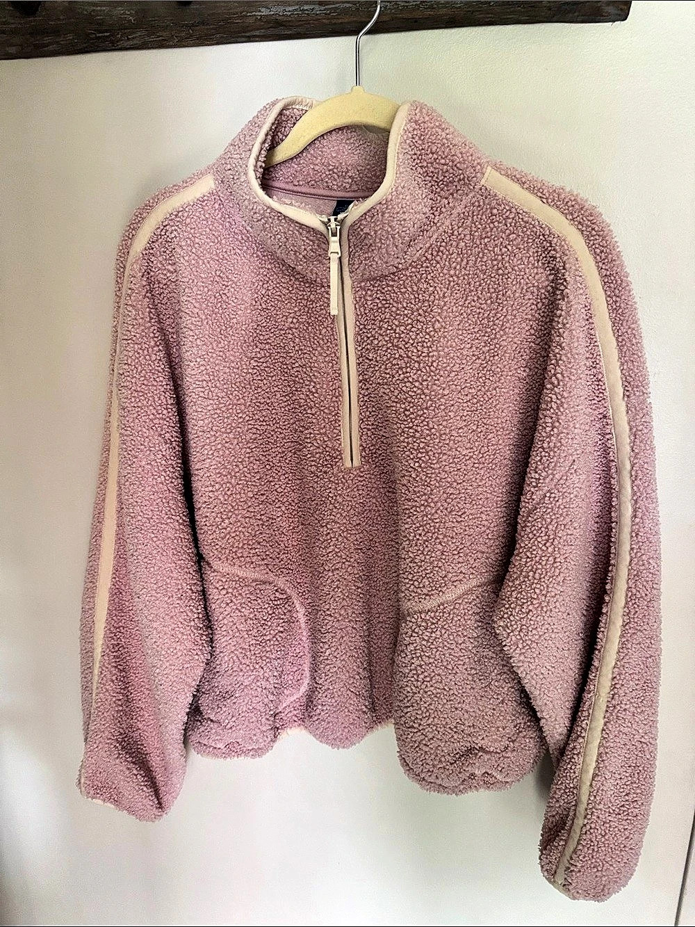 Old Navy Loose Sherpa Quarter-Zip Pullover Pink XL